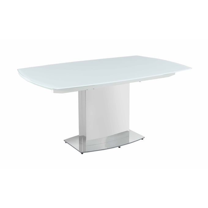 Chintaly Imports Mavis Polished Steel Dining Table Floor Plate CHF-MAVIS-DT-WHT-B