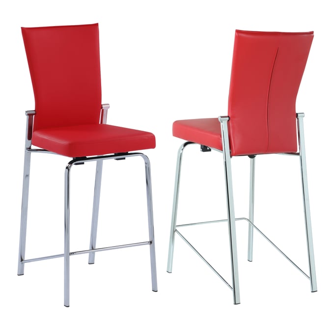 Chintaly Imports Molly Red Motion Back Counter Height Stool CHF-MOLLY-CS-RED-CHM