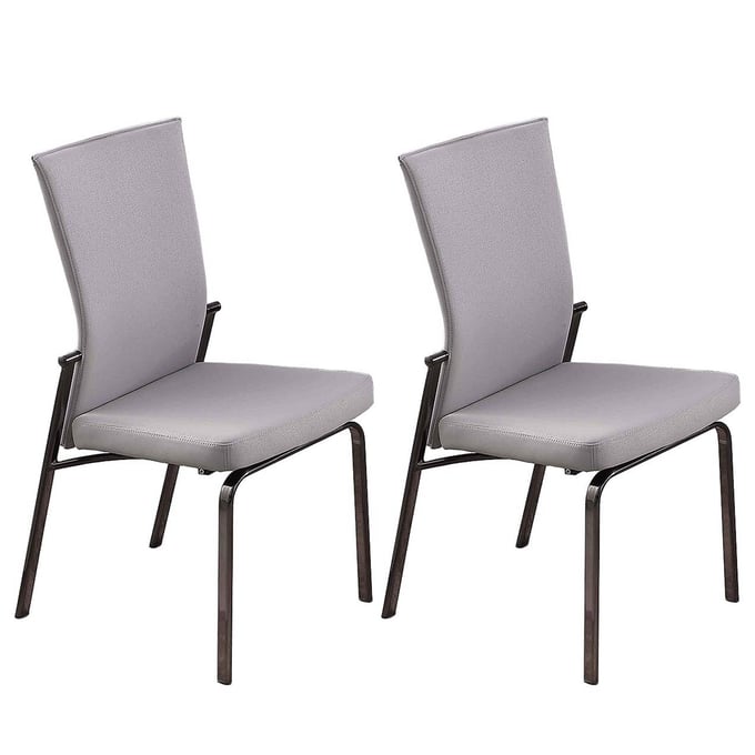 2 Chintaly Imports Molly Grey Motion Back Side Chairs CHF-MOLLY-SC-BKC-GRY