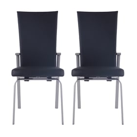 2 Chintaly Imports Molly Black Chrome Motion Back Side Chairs