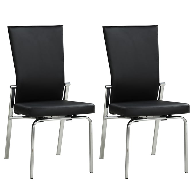 2 Chintaly Imports Molly Black Leather Motion Back Side Chairs CHF-MOLLY-SC-BLK-LTH