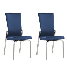 2 Chintaly Imports Molly Blue Chrome Motion Back Side Chairs