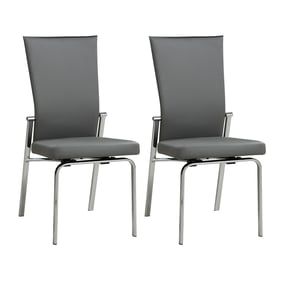 2 Chintaly Imports Molly Grey Chrome Motion Back Side Chairs