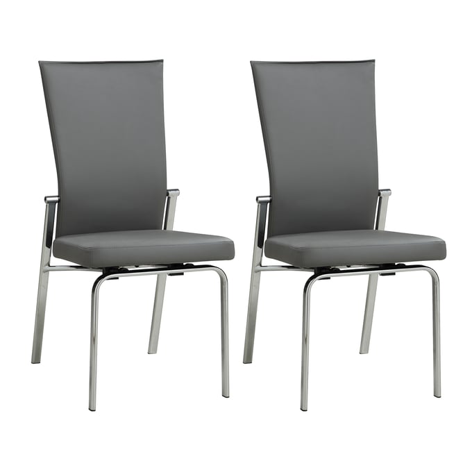 2 Chintaly Imports Molly Grey Chrome Motion Back Side Chairs CHF-MOLLY-SC-GRY