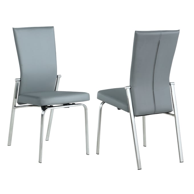 2 Chintaly Imports Molly Grey Brushed Motion Back Side Chairs CHF-MOLLY-SC-GRY-BSH