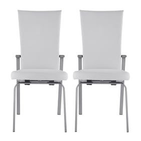 2 Chintaly Imports Molly White Chrome Motion Back Side Chairs