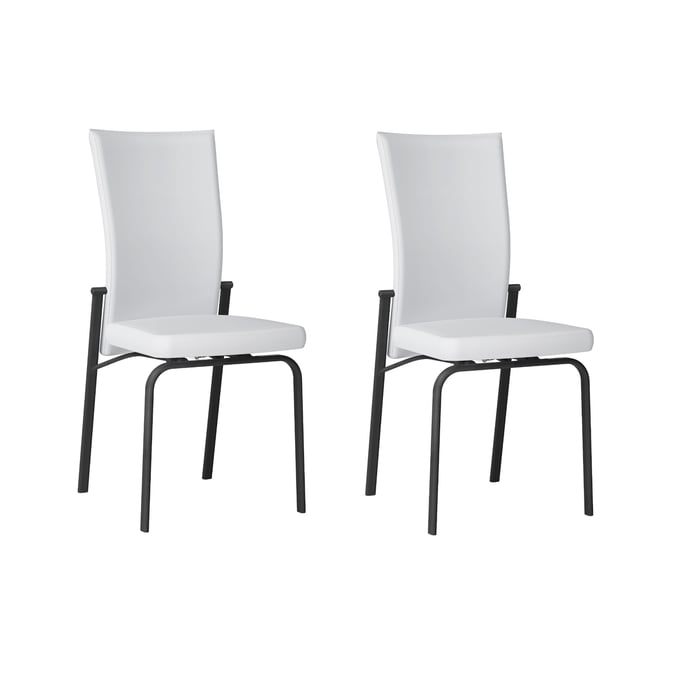 2 Chintaly Imports Molly White PU Motion Back Side Chairs CHF-MOLLY-SC-WHT-BLK