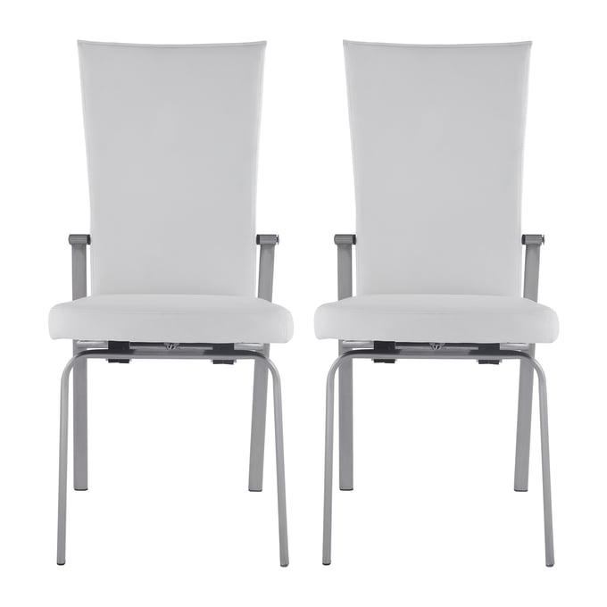 2 Chintaly Imports Molly White Brushed Motion Back Side Chairs CHF-MOLLY-SC-WHT-BSH