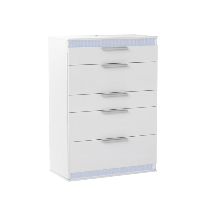 Chintaly Imports Moscow Gloss White 5 Drawer Chest CHF-MOSCOW-CHT