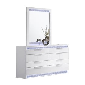 Chintaly Imports Moscow Gloss White Dresser and Mirror