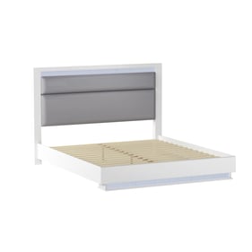 Chintaly Imports Moscow Gloss White Silver Upholstered King Bed