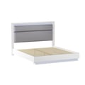 Modern Upholstered Gloss White Queen Bed w/ LED Lights