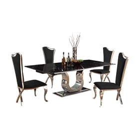 Chintaly Imports Nadia Black Marquina 5pc Dining Room Set