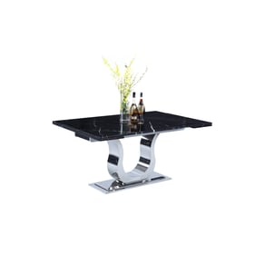 Chintaly Imports Nadia Black Marquina Extendable Dining Table