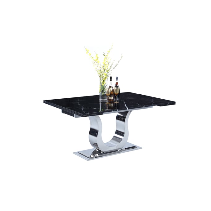 Chintaly Imports Nadia Black Marquina Extendable Dining Table CHF-NADIA-DT