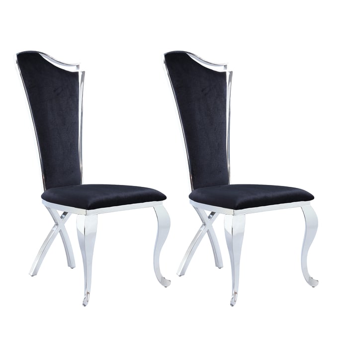 2 Chintaly Imports Nadia Black High Back Side Chairs CHF-NADIA-SC-BLK