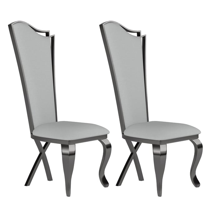 2 Chintaly Imports Nadia Grey Tall Back Side Chairs CHF-NADIA-SC-GRY-BKC