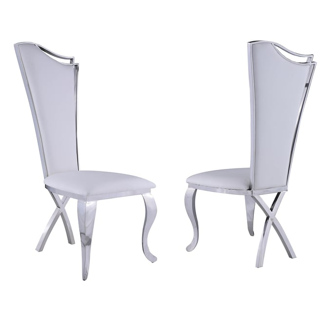 2 Chintaly Imports Nadia White High Back Side Chairs CHF-NADIA-SC-WHT