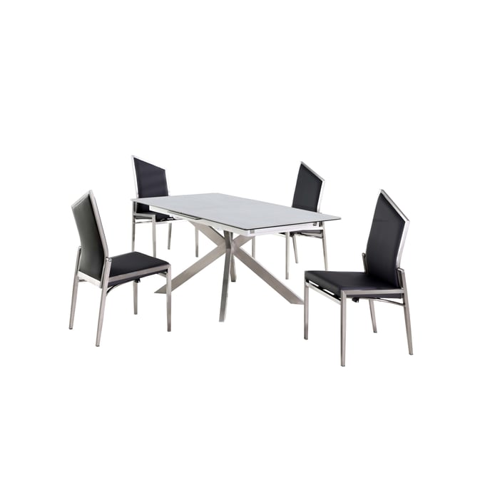 Chintaly Imports Nala Grey Black 5pc Dining Room Set CHF-NALA-5PC-BLK