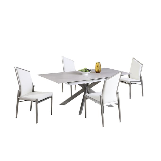 Chintaly Imports Nala 5pc Contemporary Dining Room Set CHF-NALA-5PC-WHT