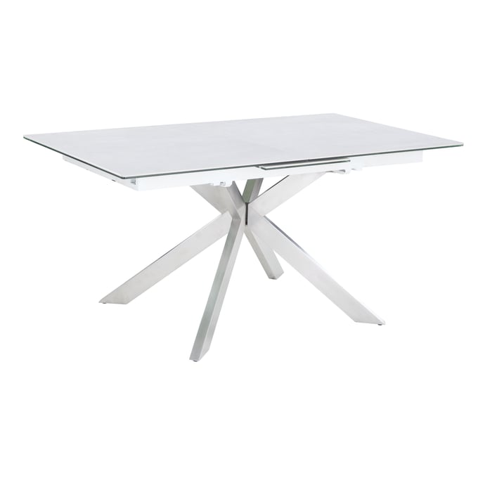 Chintaly Imports Nala Grey Brushed Stainless Steel Dining Table CHF-NALA-DT