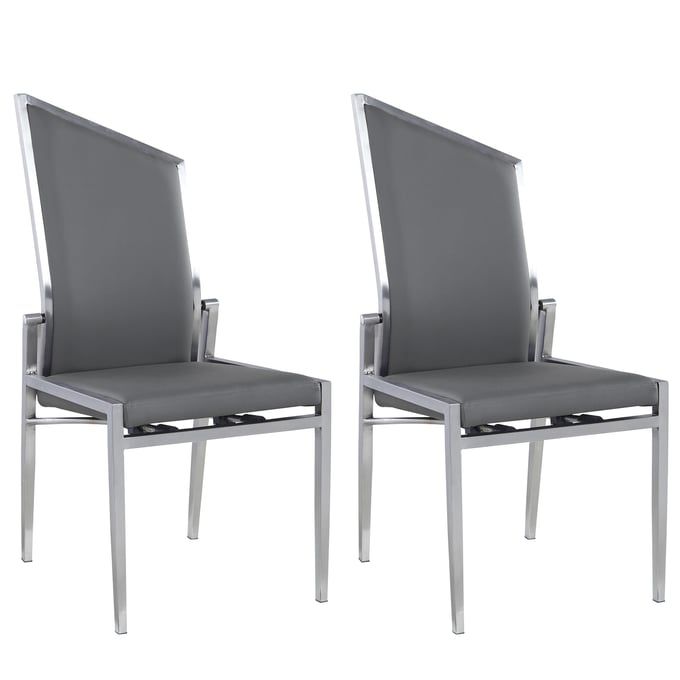 2 Chintaly Imports Nala Brushed Grey Motion Back Side Chairs CHF-NALA-SC-GRY-BSH