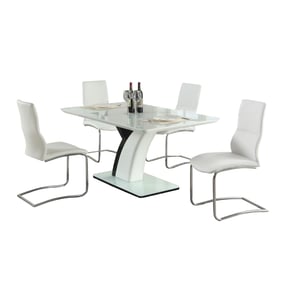 Chintaly Imports Natasha White Gloss Black 5pc Dining Room Set