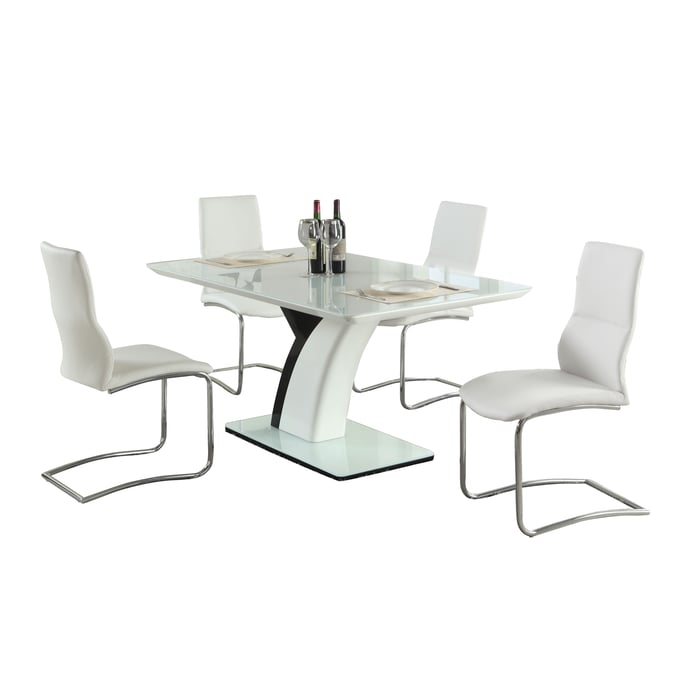 Chintaly Imports Natasha White Gloss Black 5pc Dining Room Set CHF-NATASHA-PIPER-5PC