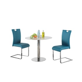 Chintaly Imports Noemi Blue White 3pc Dining Room Set