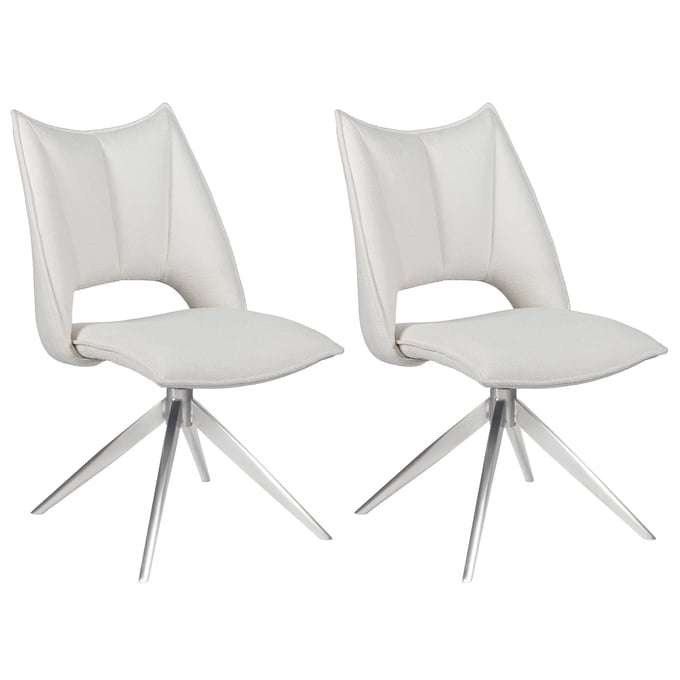 2 Chintaly Imports Nora White Swivel Side Chairs CHF-NORA-SC-BSH-WHT