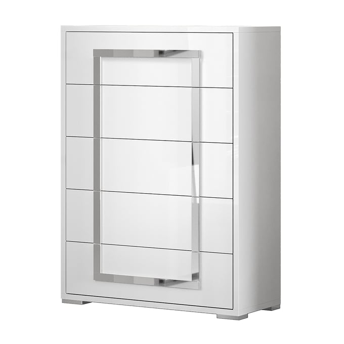 Chintaly Imports Oslo Gloss White 5 Drawer Chest CHF-OSLO-CHT