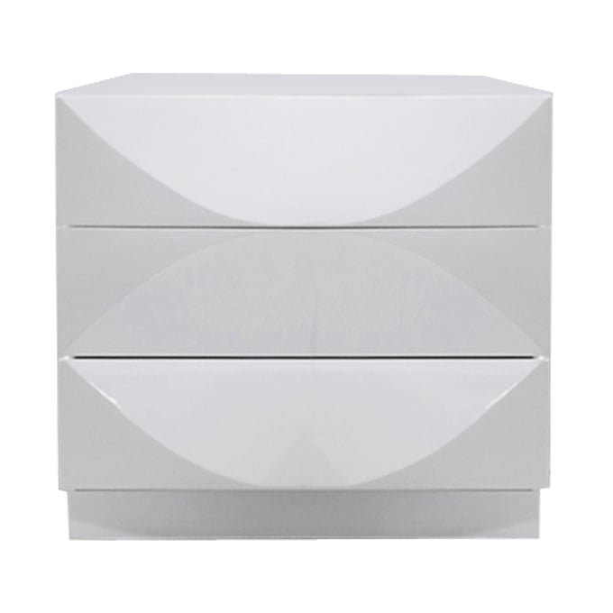 Chintaly Imports Paris Gloss White 3 Drawers Night Stand CHF-PARIS-NS