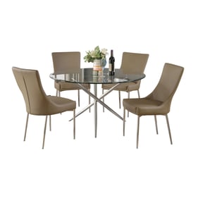 Chintaly Imports Patricia Brown Chrome 5pc Dining Room Set