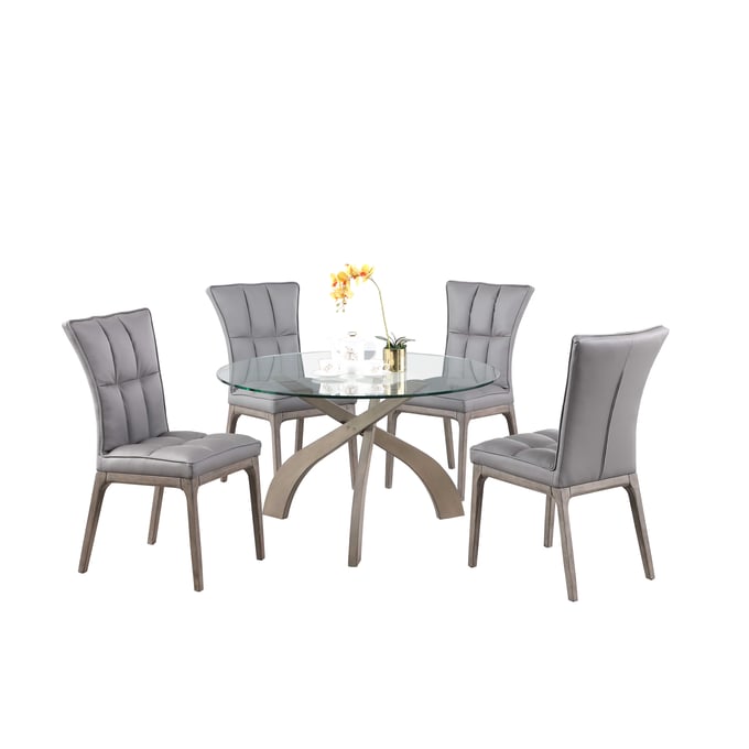 Chintaly Imports Peggy Grey 5pc Dining Room Set CHF-PEGGY-5PC-GRY