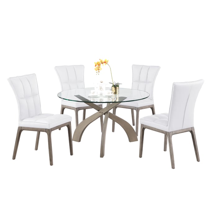 Chintaly Imports Peggy White 5pc Dining Room Set CHF-PEGGY-5PC-WHT