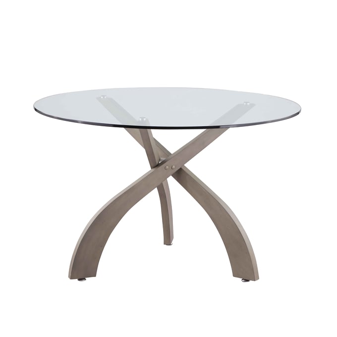 Chintaly Imports Peggy Clear Grey Round Dining Table CHF-PEGGY-DT