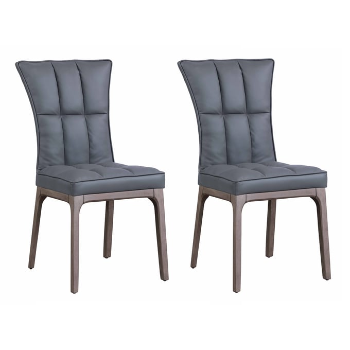 2 Chintaly Imports Peggy Grey Tufted Dining Side Chairs CHF-PEGGY-SC-GRY-GRY