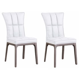 2 Chintaly Imports Peggy White Tufted Dining Side Chairs