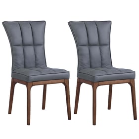 2 Chintaly Imports Peggy Grey Walnut Tufted Side Chairs