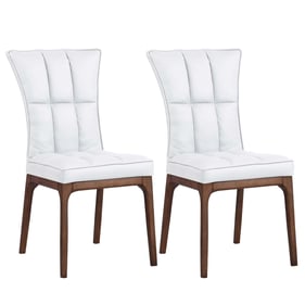 2 Chintaly Imports Peggy White Walnut Tufted Side Chairs