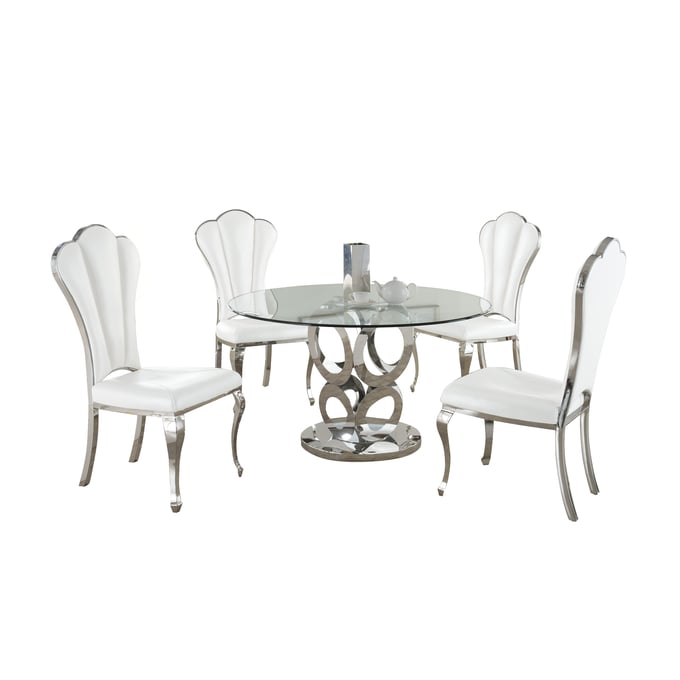 Chintaly Imports Raegan White 5pc Dining Room Set CHF-RAEGAN-5PC