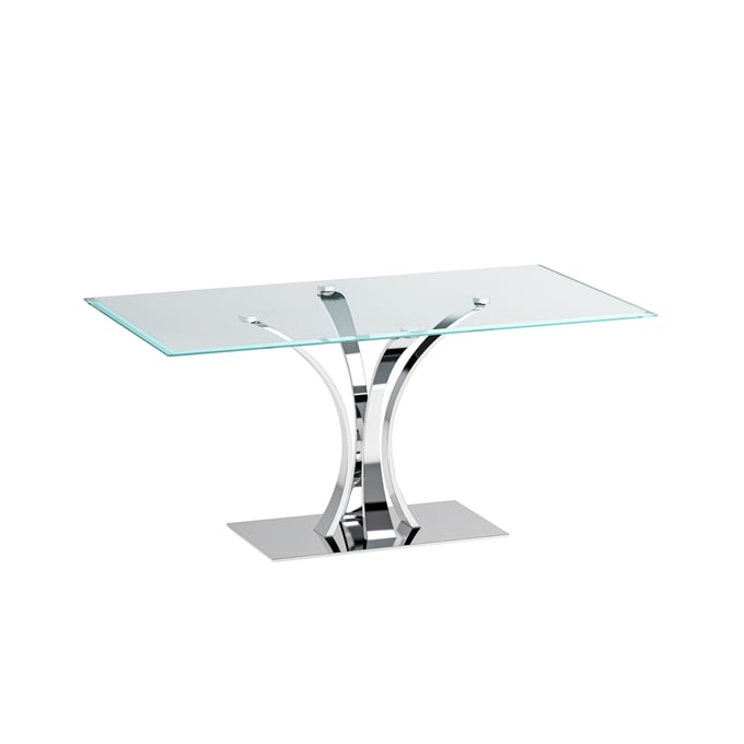 Chintaly Imports Rebeca Clear Chrome Rectangle Dining Table CHF-REBECA-DT-RCT