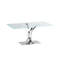 Contemporary Rectangular Glass Dining Table w/ Steel Pedestal Base