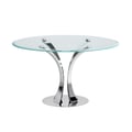 Contemporary Round Glass Dining Table w/ Steel Pedestal Base