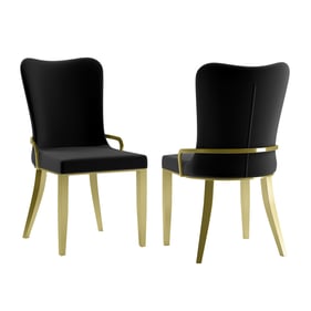 2 Chintaly Imports Riley Black Side Chairs with Golden Legs