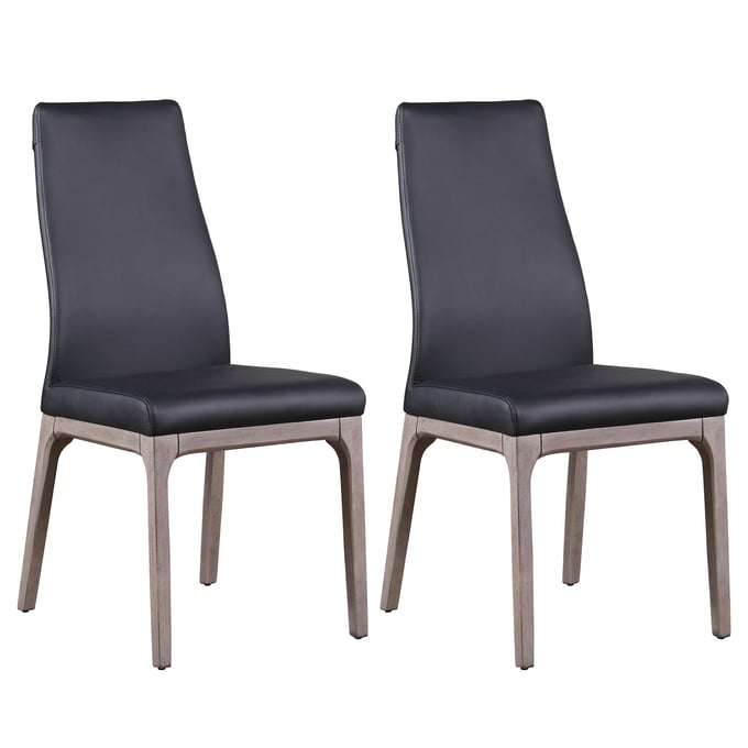 2 Chintaly Imports Rosario Black Grey Upholstered Dining Side Chairs CHF-ROSARIO-SC-GRY-BLK