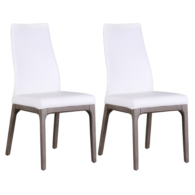 2 Chintaly Imports Rosario Grey White Upholstered Side Chairs CHF-ROSARIO-SC-GRY-WHT