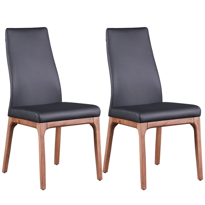 2 Chintaly Imports Rosario Black Upholstered Dining Side Chairs CHF-ROSARIO-SC-WAL-BLK