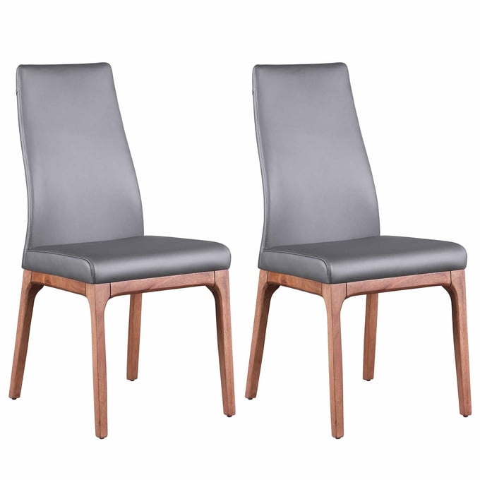 2 Chintaly Imports Rosario Grey Upholstered Dining Side Chairs CHF-ROSARIO-SC-WAL-GRY