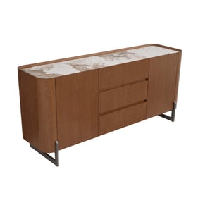 Chintaly Imports Ruby Gloss White Brown 2 Door Buffet